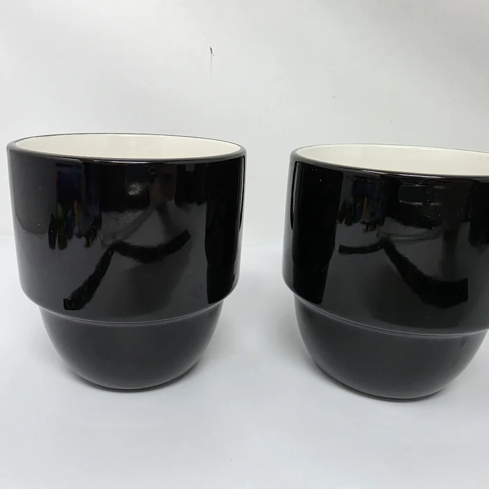 Coffee Cup Mug Stack Stackable Black Set of 2